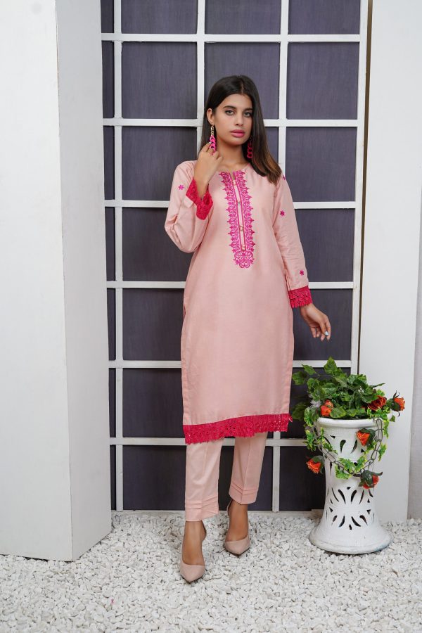 Pink Flare 2-piece embroidered lawn